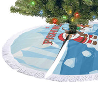Christmas Fishing Tree Skirt with Santa Claus Reindeer Iceberg and Merry Fishmas Design - Wonder Print Shop