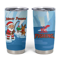 Christmas Fishing Tumbler Cup with Santa Claus Reindeer Iceberg and Merry Fishmas Design - Wonder Print Shop