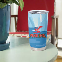 Christmas Fishing Tumbler Cup with Santa Claus Reindeer Iceberg and Merry Fishmas Design - Wonder Print Shop