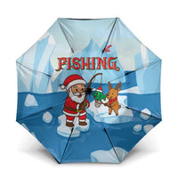 Christmas Fishing Umbrella with Santa Claus Reindeer Iceberg and Merry Fishmas Design - Wonder Print Shop