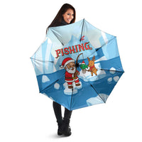 Christmas Fishing Umbrella with Santa Claus Reindeer Iceberg and Merry Fishmas Design - Wonder Print Shop