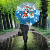 Christmas Fishing Umbrella with Santa Claus Reindeer Iceberg and Merry Fishmas Design - Wonder Print Shop