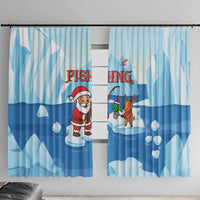 Christmas Fishing Window Curtain with Santa Claus Reindeer Iceberg and Merry Fishmas Design - Wonder Print Shop