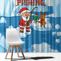 Christmas Fishing Window Curtain with Santa Claus Reindeer Iceberg and Merry Fishmas Design - Wonder Print Shop