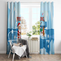 Christmas Fishing Window Curtain with Santa Claus Reindeer Iceberg and Merry Fishmas Design - Wonder Print Shop