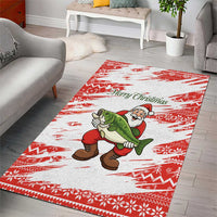 Christmas Fishing Area Rug with Santa Claus Fish Tree and Red Snowflake Pattern - Wonder Print Shop