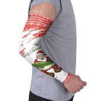 Christmas Fishing Arm Sleeves with Santa Claus Fish Tree and Red Snowflake Pattern - Wonder Print Shop