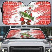 Christmas Fishing Auto Sun Shade with Santa Claus Fish Tree and Red Snowflake Pattern - Wonder Print Shop