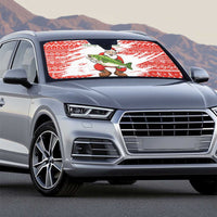 Christmas Fishing Auto Sun Shade with Santa Claus Fish Tree and Red Snowflake Pattern - Wonder Print Shop