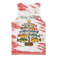 Christmas Fishing Basketball Jersey with Santa Claus Fish Tree and Red Snowflake Pattern - Wonder Print Shop
