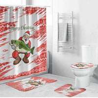 Christmas Fishing Bathroom Set with Santa Claus Fish Tree and Red Snowflake Pattern - Wonder Print Shop