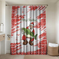 Christmas Fishing Bathroom Set with Santa Claus Fish Tree and Red Snowflake Pattern - Wonder Print Shop