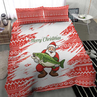 Christmas Fishing Bedding Set with Santa Claus Fish Tree and Red Snowflake Pattern - Wonder Print Shop