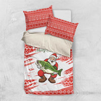 Christmas Fishing Bedding Set with Santa Claus Fish Tree and Red Snowflake Pattern - Wonder Print Shop