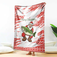 Christmas Fishing Blanket with Santa Claus Fish Tree and Red Snowflake Pattern - Wonder Print Shop