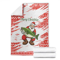 Christmas Fishing Blanket with Santa Claus Fish Tree and Red Snowflake Pattern - Wonder Print Shop