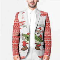 Christmas Fishing Blazer with Santa Claus Fish Tree and Red Snowflake Pattern - Wonder Print Shop