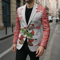 Christmas Fishing Blazer with Santa Claus Fish Tree and Red Snowflake Pattern - Wonder Print Shop