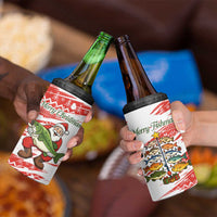 Christmas Fishing 4 in 1 Can Cooler Tumbler with Santa Claus Fish Tree and Red Snowflake Pattern - Wonder Print Shop