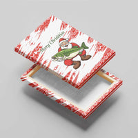 Christmas Fishing Canvas Wall Art with Santa Claus Fish Tree and Red Snowflake Pattern - Wonder Print Shop