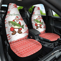 Christmas Fishing Car Seat Cover with Santa Claus Fish Tree and Red Snowflake Pattern - Wonder Print Shop