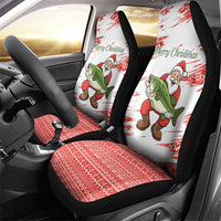 Christmas Fishing Car Seat Cover with Santa Claus Fish Tree and Red Snowflake Pattern - Wonder Print Shop