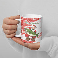 Christmas Fishing Ceramic Mug with Santa Claus Fish Tree and Red Snowflake Pattern - Wonder Print Shop