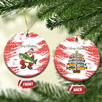 Christmas Fishing Ceramic Ornament with Santa Claus Fish Tree and Red Snowflake Pattern - Wonder Print Shop