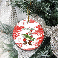 Christmas Fishing Ceramic Ornament with Santa Claus Fish Tree and Red Snowflake Pattern - Wonder Print Shop