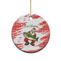 Christmas Fishing Ceramic Ornament with Santa Claus Fish Tree and Red Snowflake Pattern - Wonder Print Shop