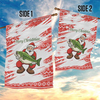 Christmas Fishing Garden Flag with Santa Claus Fish Tree and Red Snowflake Pattern - Wonder Print Shop