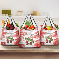 Christmas Fishing Grocery Bag with Santa Claus Fish Tree and Red Snowflake Pattern - Wonder Print Shop