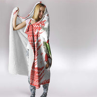 Christmas Fishing Hooded Blanket with Santa Claus Fish Tree and Red Snowflake Pattern - Wonder Print Shop