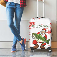 Christmas Fishing Luggage Cover with Santa Claus Fish Tree and Red Snowflake Pattern - Wonder Print Shop