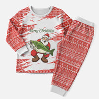 Christmas Fishing Christmas Pajama Set with Santa Claus Fish Tree and Red Snowflake Pattern - Wonder Print Shop