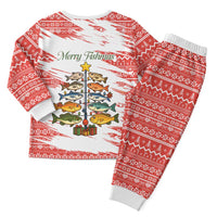 Christmas Fishing Christmas Pajama Set with Santa Claus Fish Tree and Red Snowflake Pattern - Wonder Print Shop