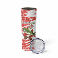 Christmas Fishing Skinny Tumbler with Santa Claus Fish Tree and Red Snowflake Pattern - Wonder Print Shop