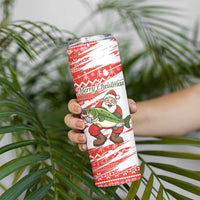 Christmas Fishing Skinny Tumbler with Santa Claus Fish Tree and Red Snowflake Pattern - Wonder Print Shop