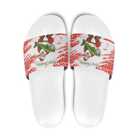 Christmas Fishing Slide Sandals with Santa Claus Fish Tree and Red Snowflake Pattern - Wonder Print Shop