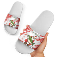 Christmas Fishing Slide Sandals with Santa Claus Fish Tree and Red Snowflake Pattern - Wonder Print Shop