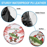 Christmas Fishing Spare Tire Cover with Santa Claus Fish Tree and Red Snowflake Pattern - Wonder Print Shop
