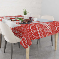 Christmas Fishing Tablecloth with Santa Claus Fish Tree and Red Snowflake Pattern - Wonder Print Shop