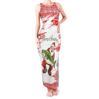 Christmas Fishing Tank Maxi Dress with Santa Claus Fish Tree and Red Snowflake Pattern - Wonder Print Shop
