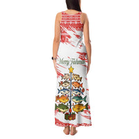 Christmas Fishing Tank Maxi Dress with Santa Claus Fish Tree and Red Snowflake Pattern - Wonder Print Shop