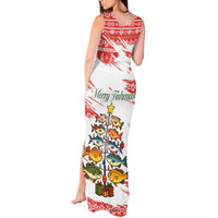 Christmas Fishing Tank Maxi Dress with Santa Claus Fish Tree and Red Snowflake Pattern - Wonder Print Shop