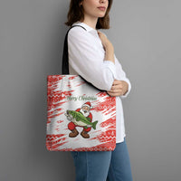 Christmas Fishing Tote Bag with Santa Claus Fish Tree and Red Snowflake Pattern - Wonder Print Shop