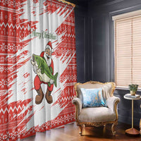 Christmas Fishing Window Curtain with Santa Claus Fish Tree and Red Snowflake Pattern - Wonder Print Shop