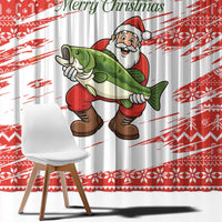 Christmas Fishing Window Curtain with Santa Claus Fish Tree and Red Snowflake Pattern - Wonder Print Shop