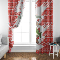 Christmas Fishing Window Curtain with Santa Claus Fish Tree and Red Snowflake Pattern - Wonder Print Shop