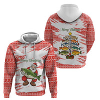 Christmas Fishing Zip Hoodie with Santa Claus Fish Tree and Red Snowflake Pattern - Wonder Print Shop